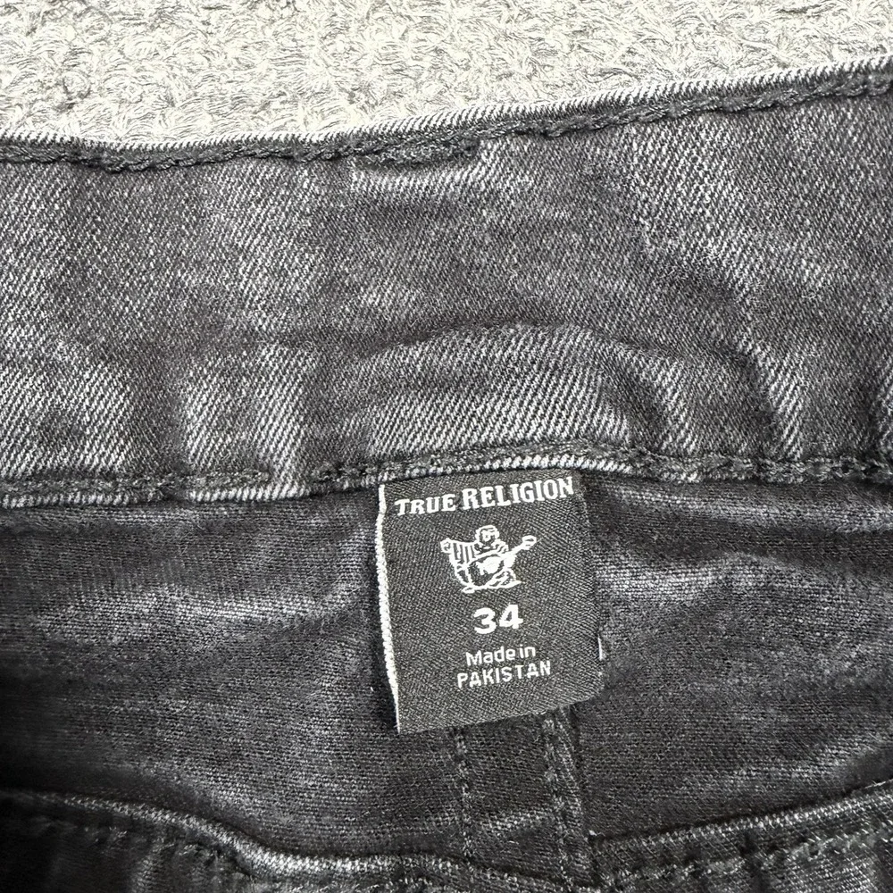 True Religion Ricky Jeans Mens 34x32 Black Flap Relaxed Straight Denim Stretch